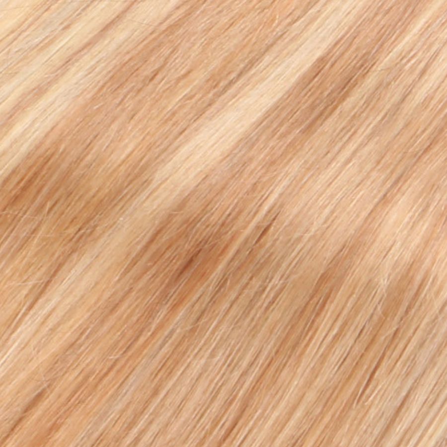 Rooted Honey Blonde Highlights (#4t12/613) Nano-Rings Extensions – European Hair – Sam Conan™