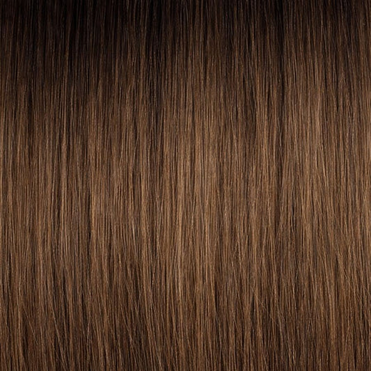 Dark Brown to Chestnut Brown (#04T6) Invisible Sew-In Extensions – European Hair – Sam Conan™
