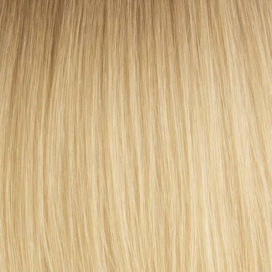 Rooted Light Blonde to Golden Blonde (#R11/12) Invisible Wire Extensions – European Hair – Sam Conan™