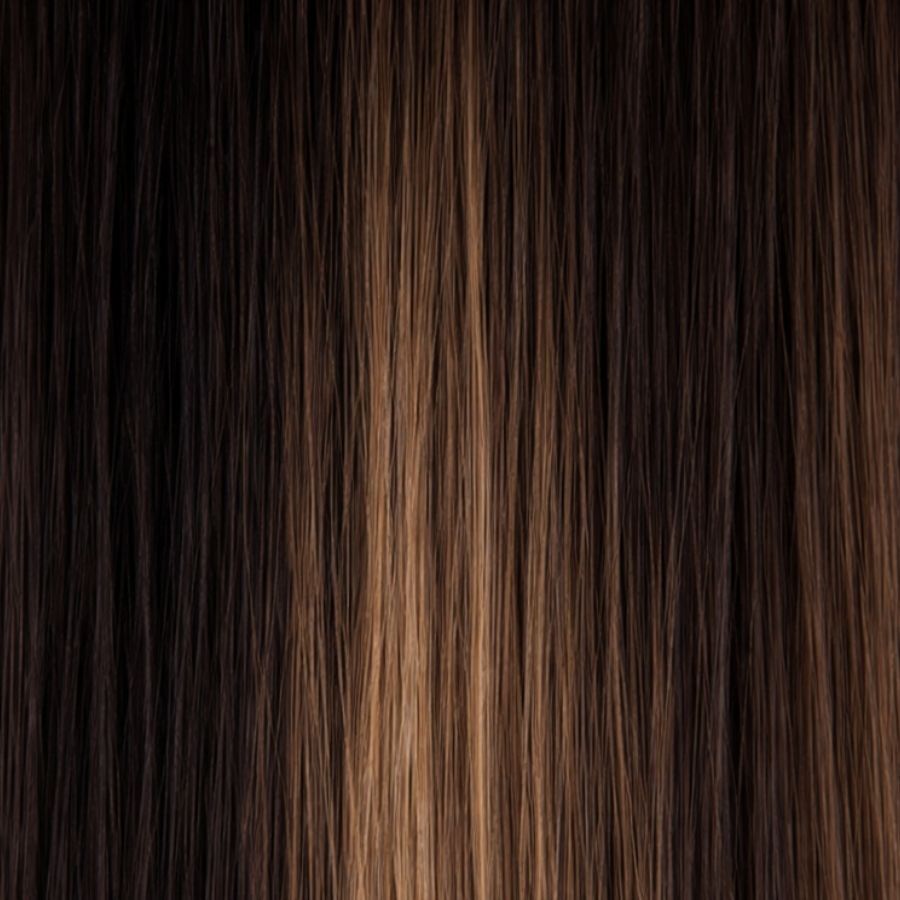 Dark Brown with Warm Highlights (#R3/3T5) Invisible Sew-In Extensions European Hair by Sam Conan ™