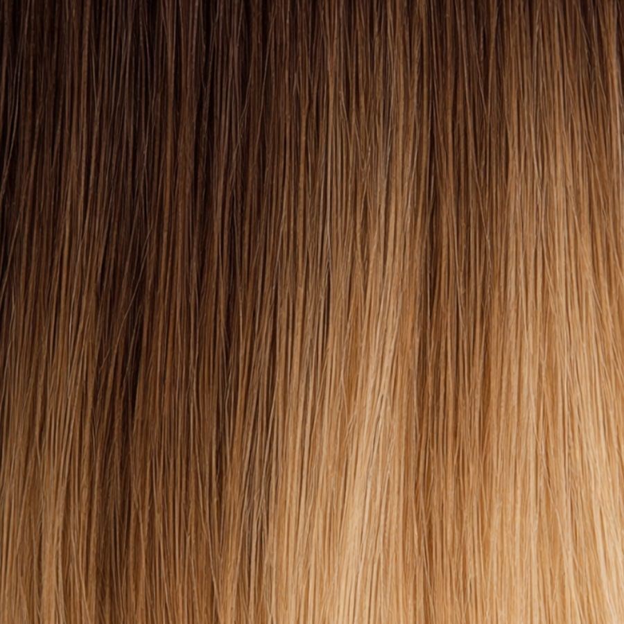 Dark Brown to Light Blonde Blend (#R4T5/10) Fusion Extensions – European Hair – Sam Conan™
