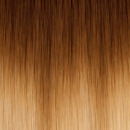 Warm Chestnut Brown to Golden Blonde (#T4122) Micro-Loop Extensions – European Hair – Sam Conan™
