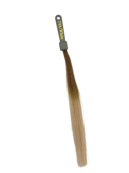 Soft Brown Root to Vanilla Blonde (#T9A/White) Nano-Rings Extensions European Hair by Sam Conan ™